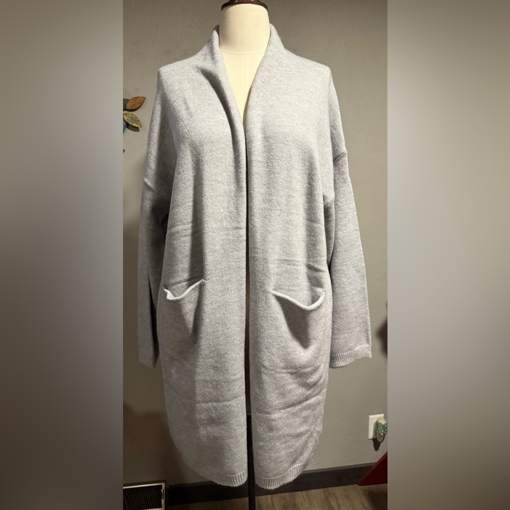 Gray Open Front Women's Sweater